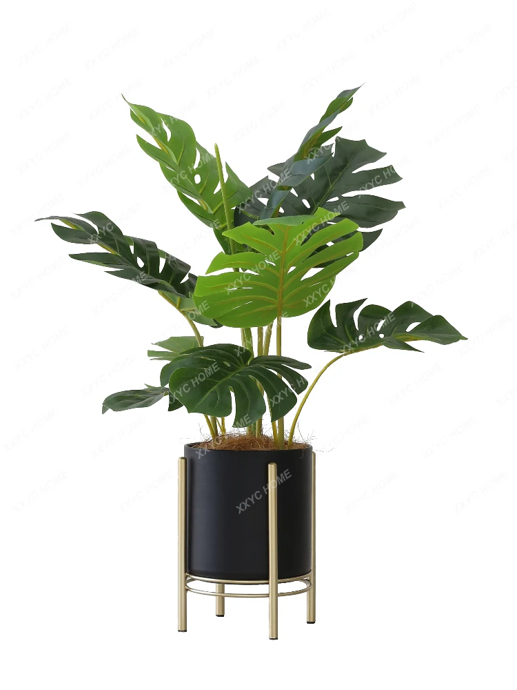 Plant Monstera Deliciosa Potted Plant Affordable Luxury Style Indoor Floor Show Window Decoration Fake Green Plant Decoration