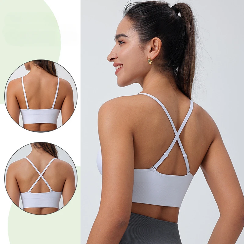 

V Neck Seamless Triangle Cup Bra Camisole Underwear Wrapped Chest Women S M L Breathable Gather Up Sports Fitness Yoga Casual