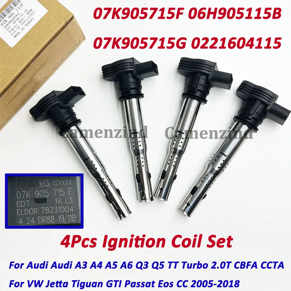 

4Pcs Ignition Coil UF575 07K905715F 06E905115E 06E905115 07K905715G 07K905715 for A-udi TT A3 A4 Q5 V-W Golf Jetta Passat Rabbit
