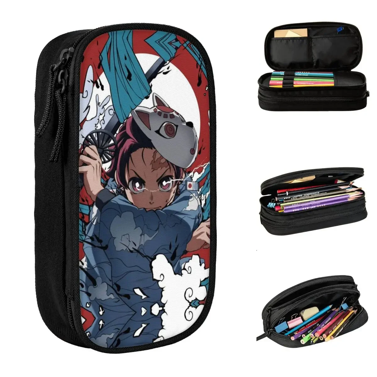 Anime Demon Slayer Pencil Case Creative Kamado Tanjirou Pen Box Bag for Student Big Capacity School Supplies Gift Pencil Pouch