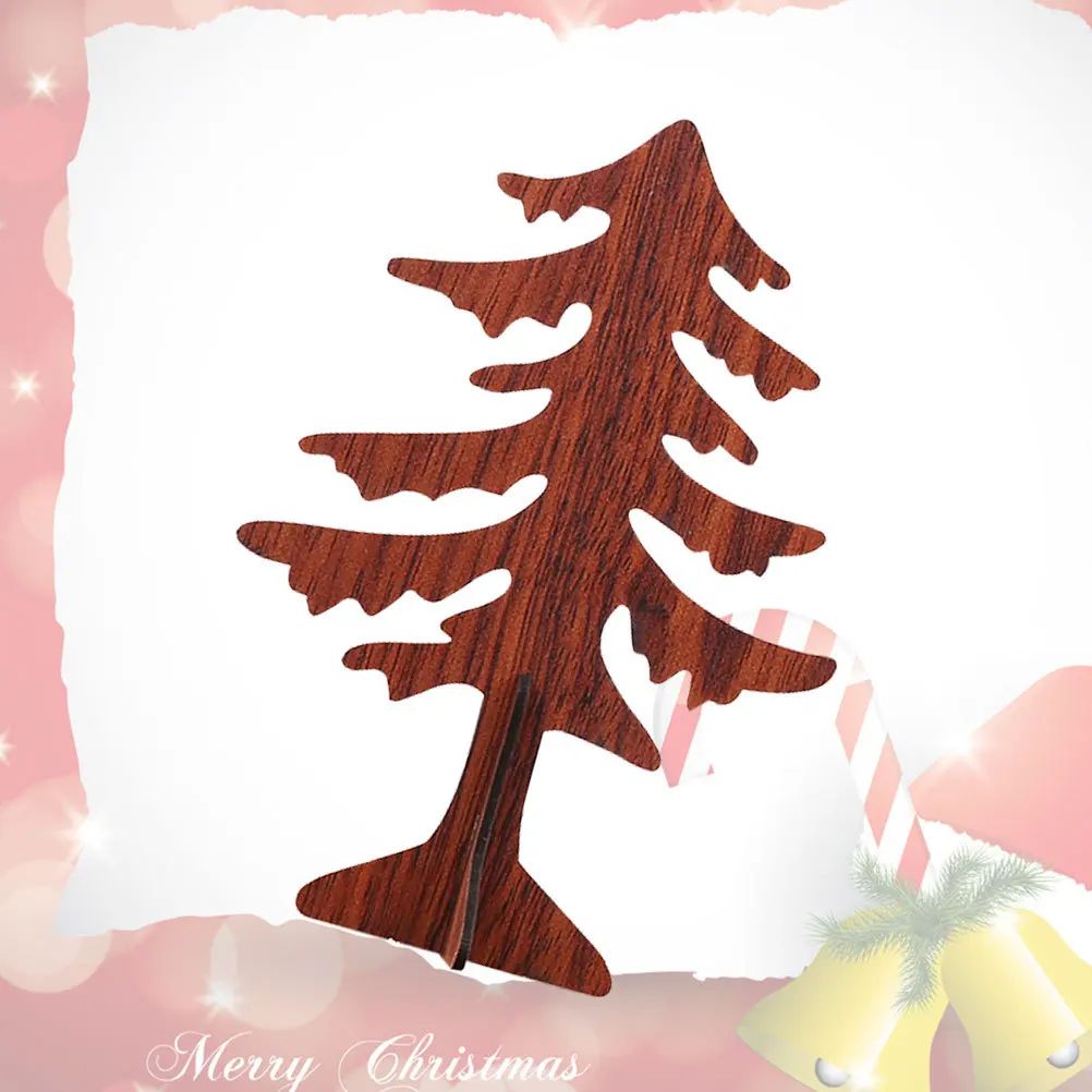 

Mini Diy Christmas Tree Wooden Thickened Desktop Cross Xmas Decor Tabletop Holiday Party Ornament Festival Celebration