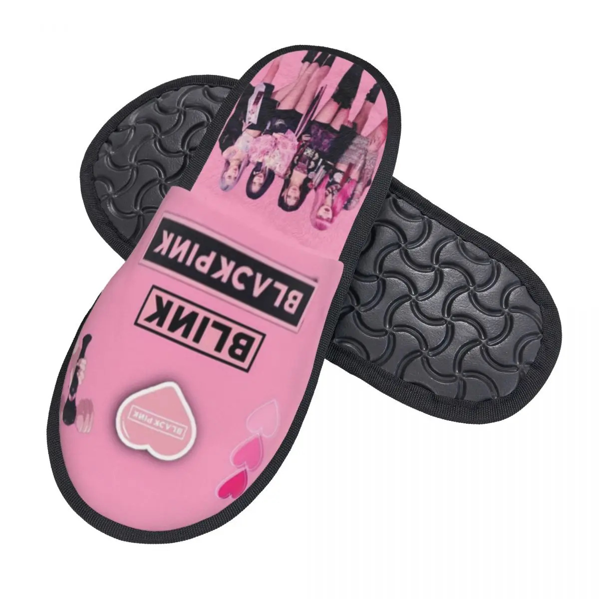 Custom Kpop Bp Black Pink Soft Memory Foam House Slippers Women Cozy Warm Anti-Skid Slipper