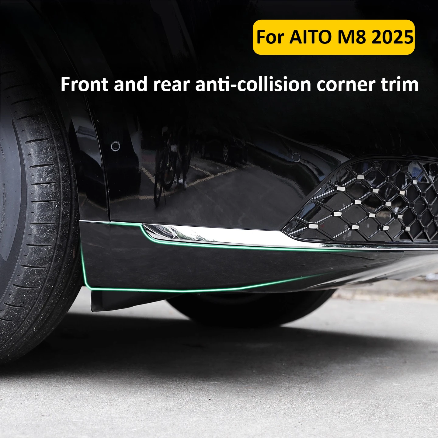 

Для AITO M8 2025, передний бампер, угловая накладка для предотвращения столкновений, оригинальная цветная защитная наклейка для автомобиля, внешние аксессуары