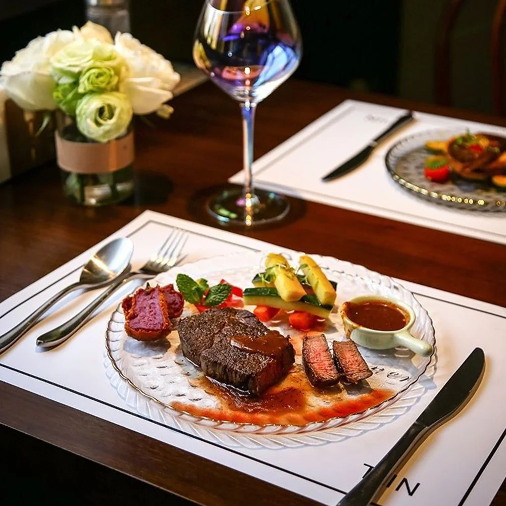 

1Pcs European Style Gilt Transparent Glass Plate Steak Dinner Food Plate Elegant Tableware Glass Dish Food Container