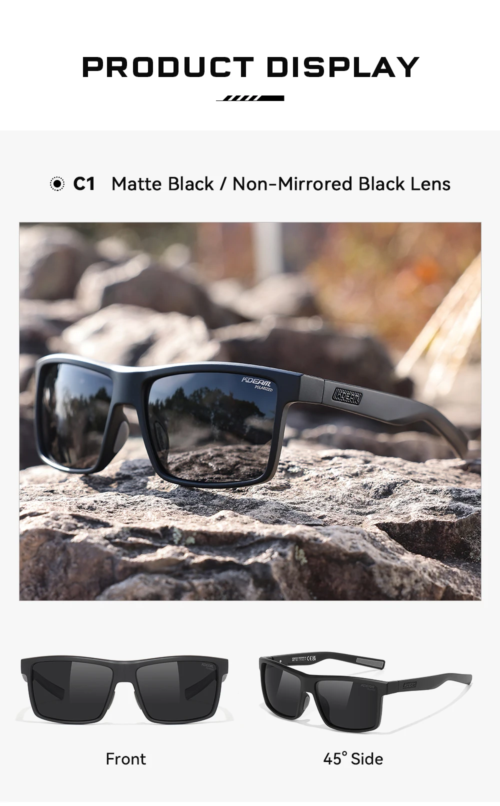 KDEAM Übergroße Herren-Sonnenbrille, polarisiert, TR90, große Sonnenbrille, Breite 160 mm, Schutzhülle im Lieferumfang enthalten, KD0737 MAX – Detail 11