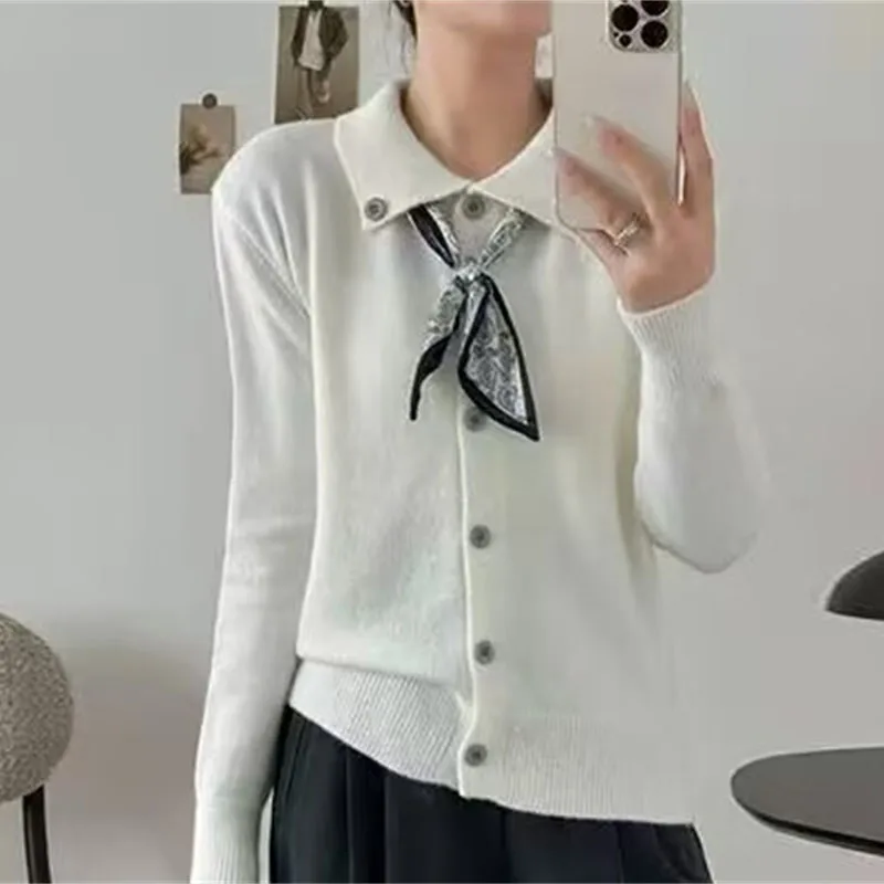 

Вязаный свитер, женские кардиганы, новый вязаный свитер с длинным рукавом и отложным воротником, кардиган, женские топы, трикотаж, женская одежда Q1521