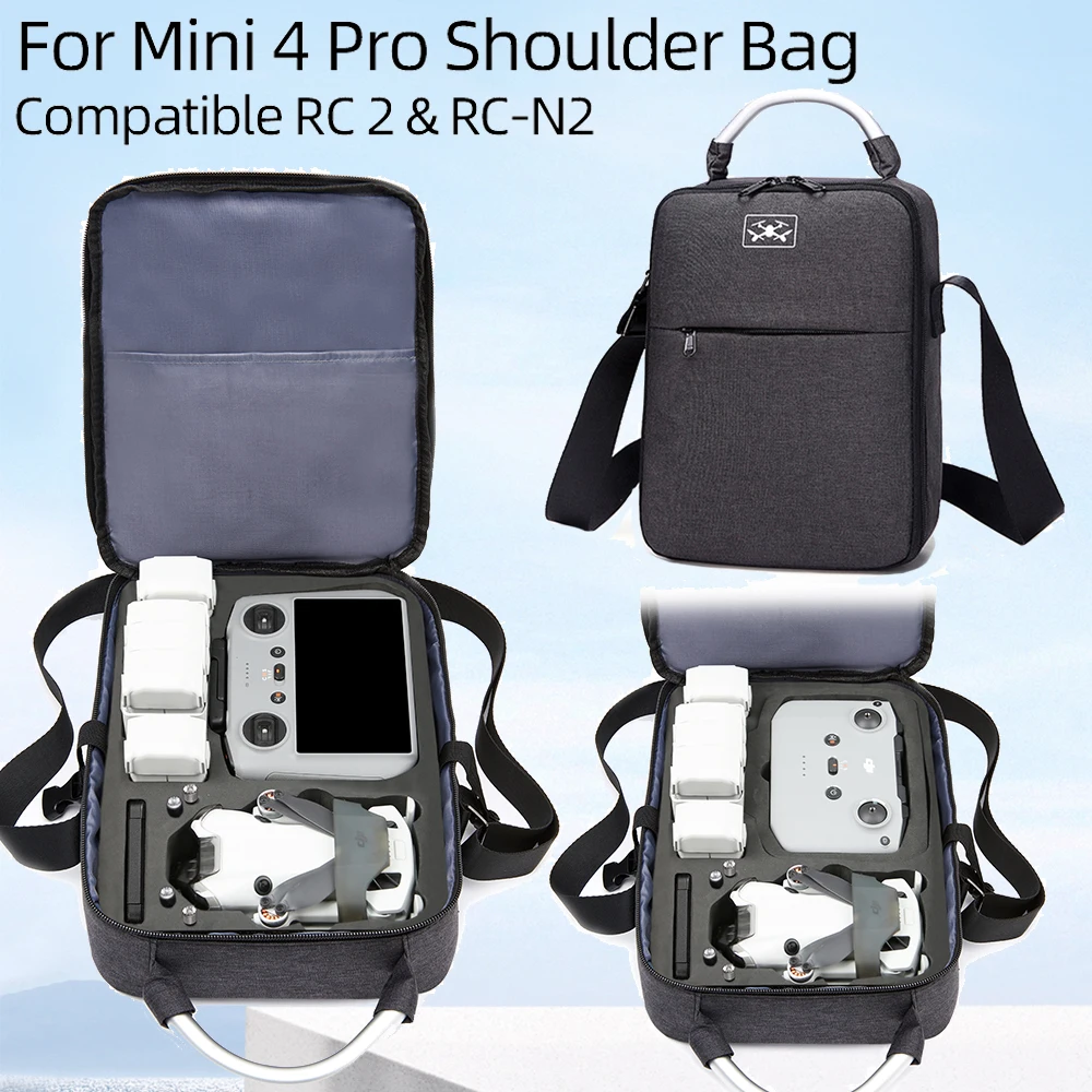 Storage Bag For Mini 4 PRO Shoulder Bag Travel Carrying Case Portable Box For Mini 4 Pro RC 2/RC-N2 Controller Drone Accessories