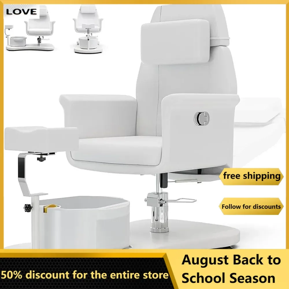 

Pedicure Chair for Nail Tech, Upgraded 360 Swivel Hydraulic Lift Reclining Pedicure Station, Pedicure Unit for Foot Spa