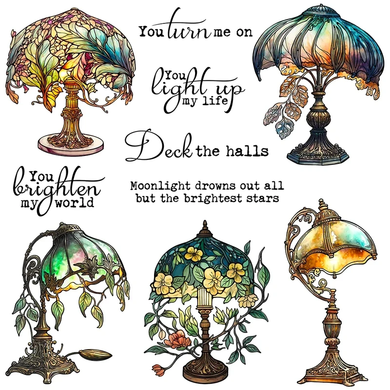 

Vintage Gorgeous Desk Lamp Cutting Dies Clear Stamp DIY Scrapbooking Supplies Metal Dies Silicone Stamps for Cards