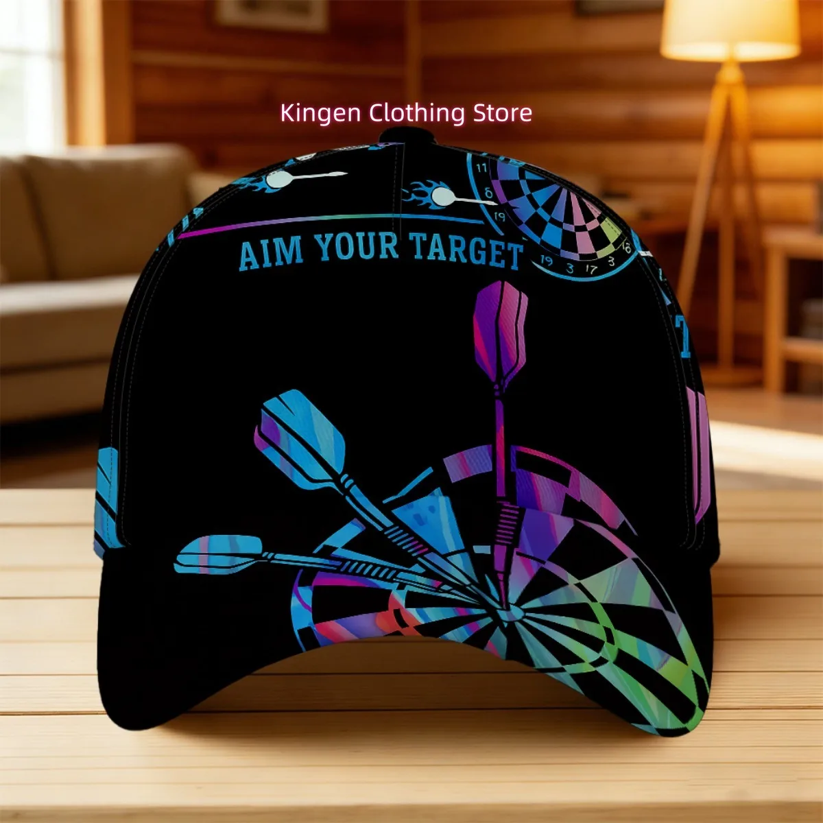 1pc Featuring a Colorful Dart Game Artwork, This Classic Baseball Cap Is Made from Non-Stretch Fabric, Is Hand Washable, And Has