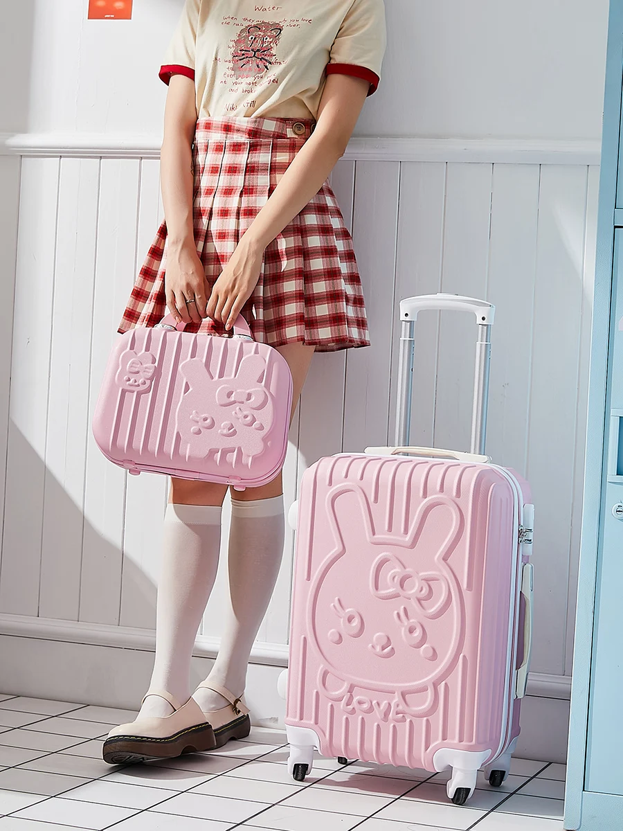 

Lage Women's High Aesthetic 24 Inch Pink Cute Mother-Daughter Travel Carry-On Password Box ABS Cartoon Sle Faionable