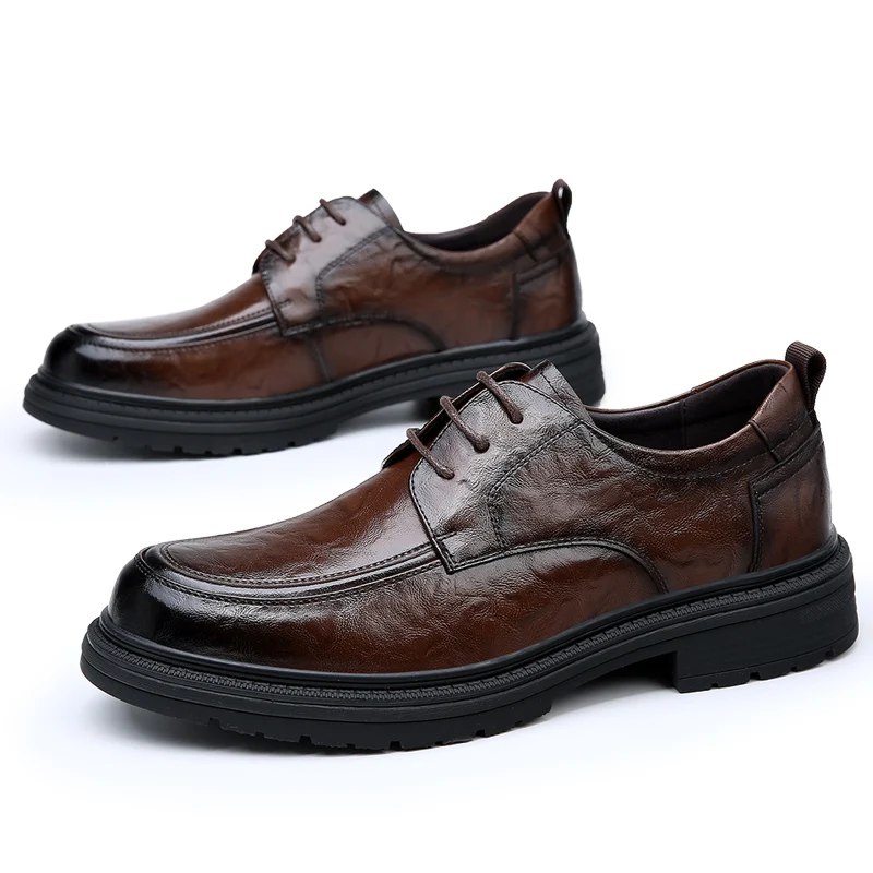 

GIOIO Men's Brock thick-soled casual leather shoes, soft-soled wear-resistant thick-soled business shoes, new formal shoes
