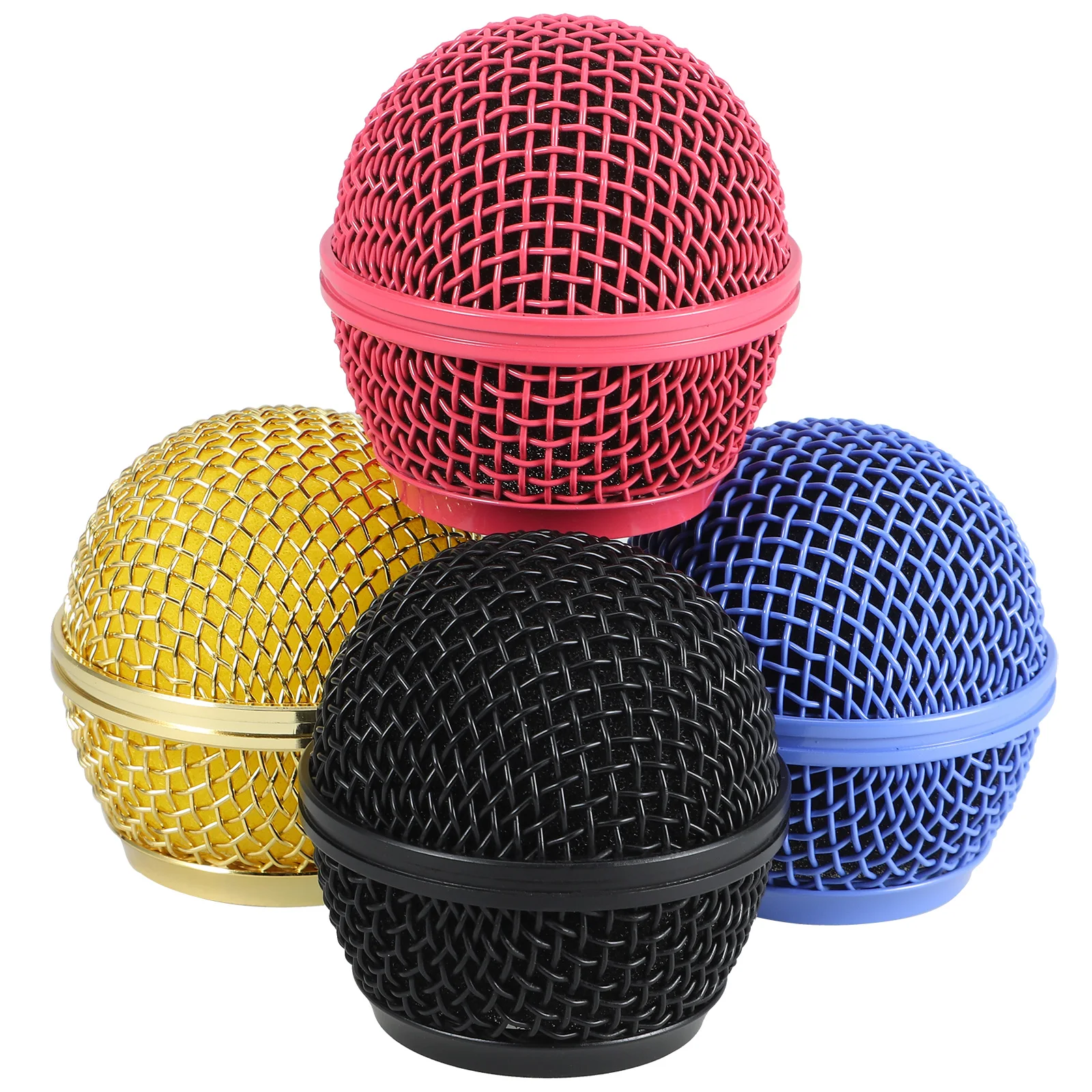 

4pcs Microphone Mesh Head Grille Cover Metal Mic Parts Replacement Wired Wireless Cleaning Design Performance Recording Setup