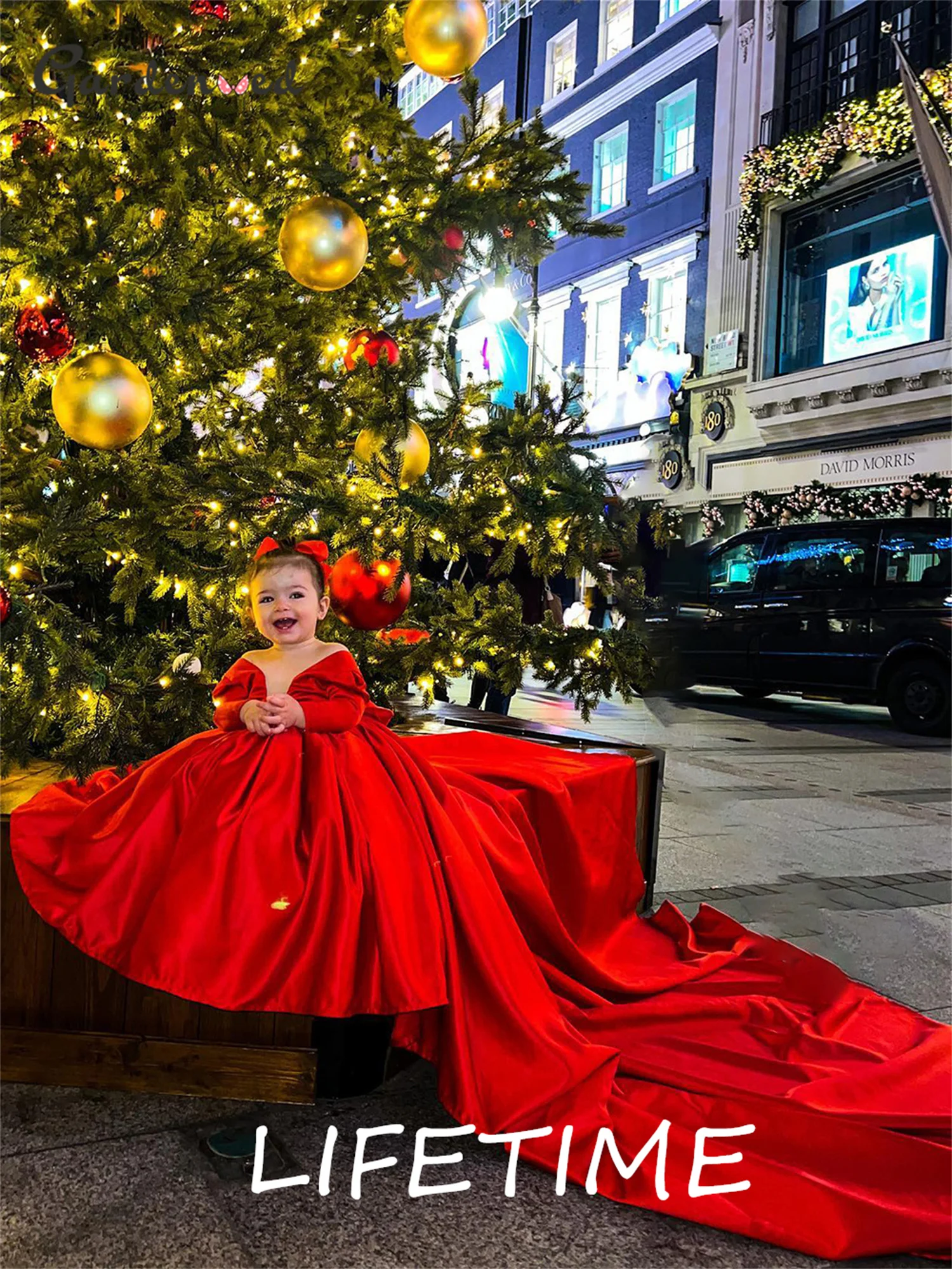 Robe de demoiselle d'honneur rouge avec longue traîne pour filles, robe de soirée de mariage princesse, robes d'anniversaire pour filles, robes vintage à la mode