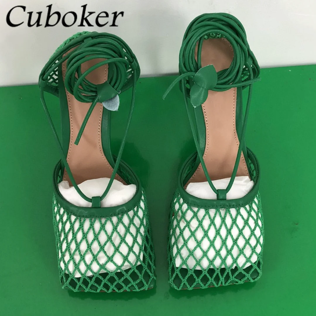 2022 Hot Sale Summer Women Wire Side High Heels Sandals Square Toe Ankle Strap High Heel Shoes For Women sandalias de mujer