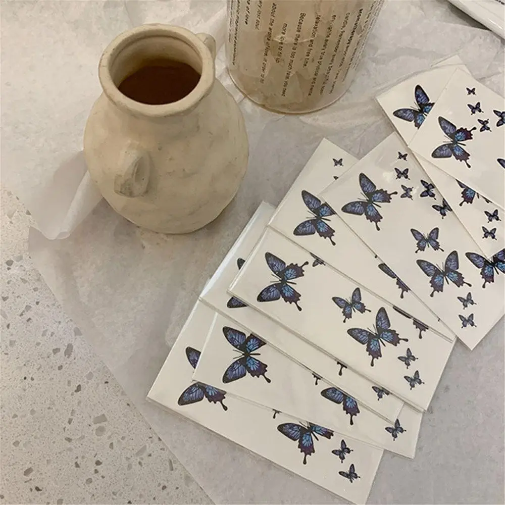 Waterproof Temporary Tattoo Sticker 3D Blue Butterfly Pattern Water Transfer Decals Body Art Arm Clavicle Fake Tattoo Stickers