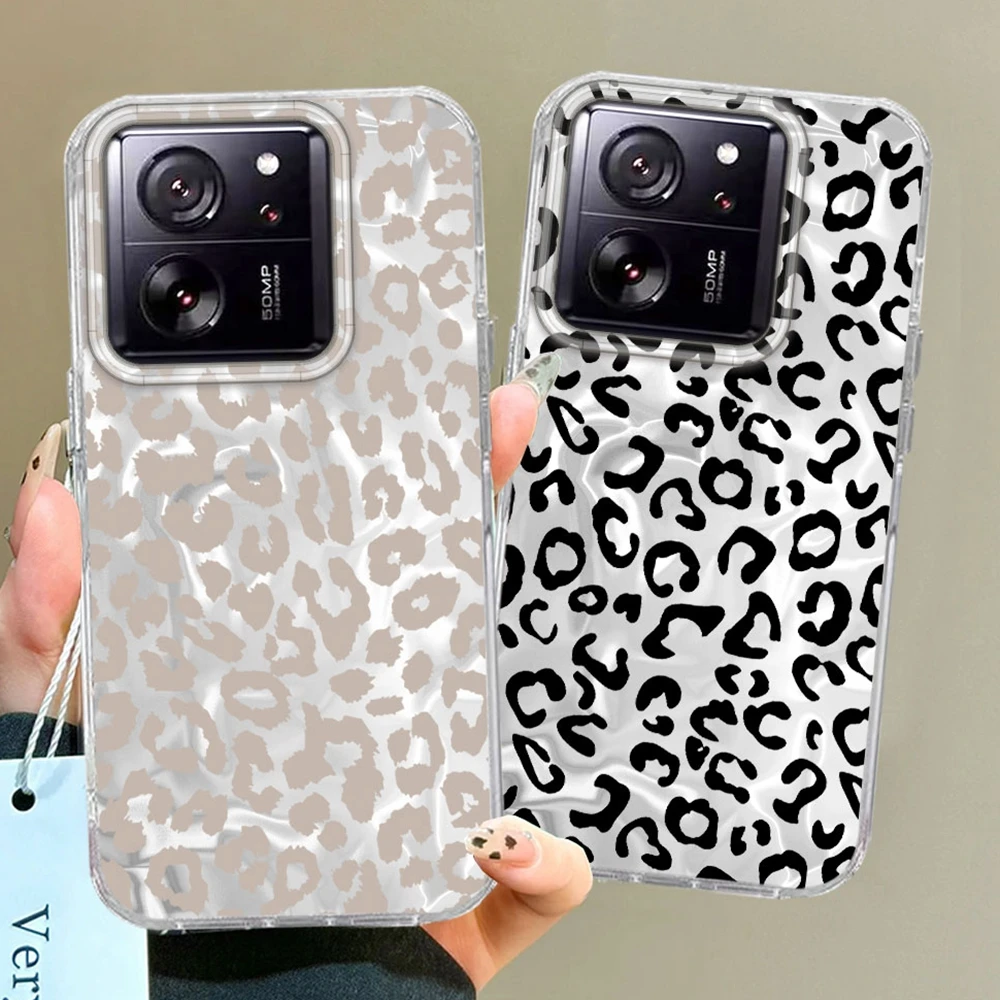 Schwarze Leopardenmuster INS Handyhülle für Mädchen und Frauen, kompatibel mit Xiaomi 14T 13T Pro 11 Lite NE Poco X6 X7 X5 M6 C65 C61 M5S, luxuriöse Schutzhülle