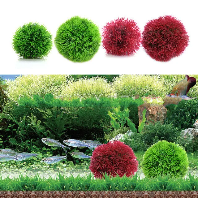 Symulacja trawa piłka akwarium Decor woda chwasty Ornament akwarium z roślinami dekoracje