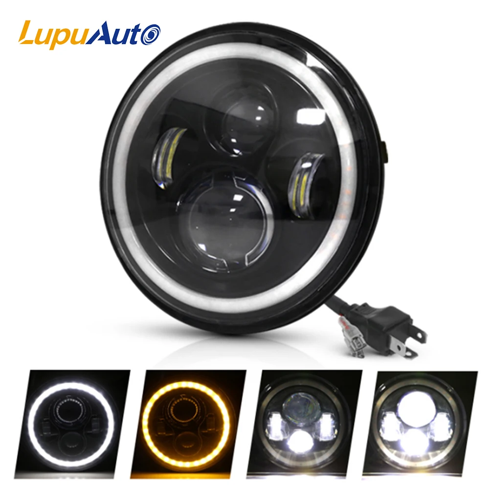 7 inch LED Headlight DRL Running Lights 40W Car Led H4 Car Accessories Angel Eyes For Niva 4X4 Offroad Uaz Hunter Hummer