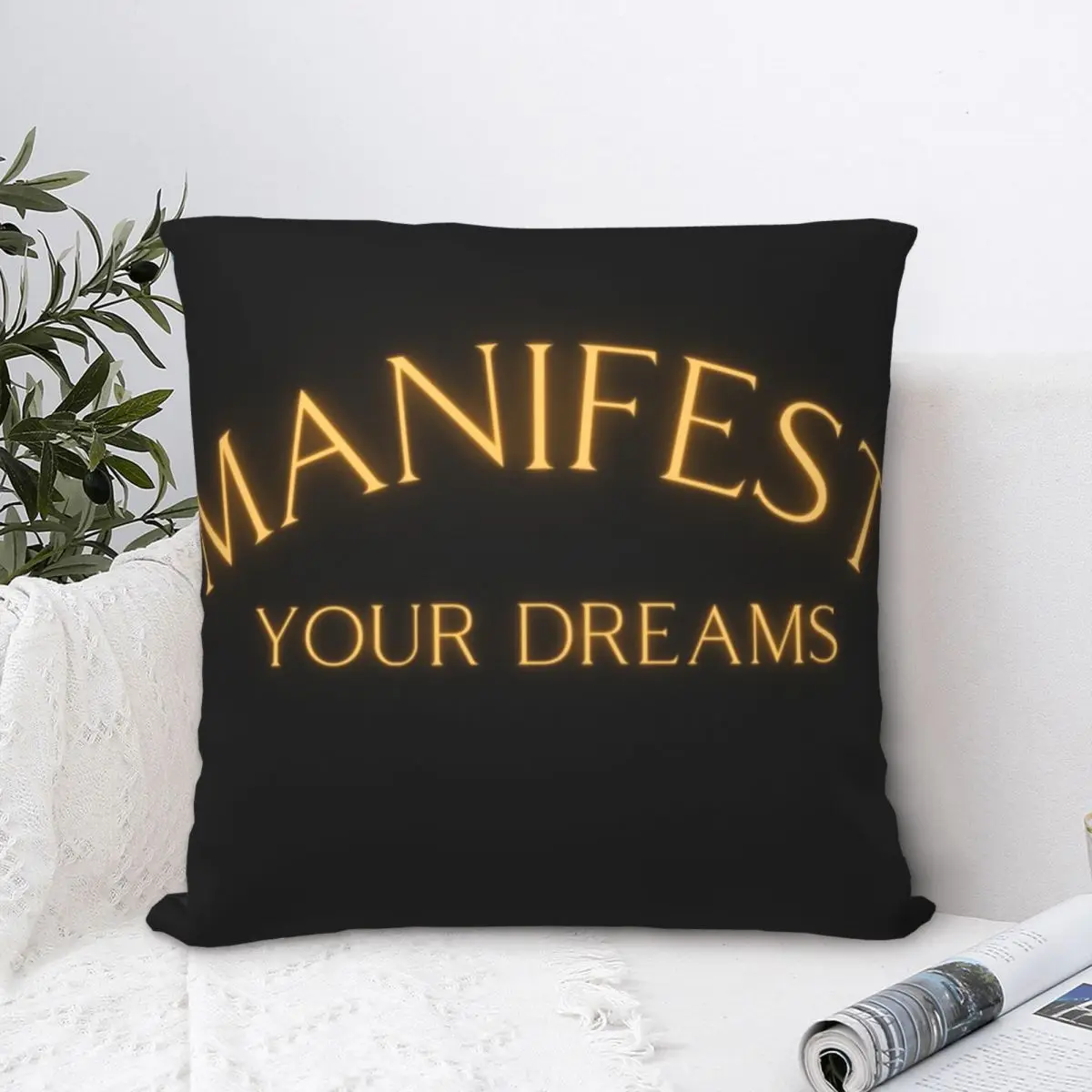 Manifest Your Dreams Square Pillowcase Polyester Pillow Cover Velvet Cushion Zip Decorative Comfort Throw Pillow For Home Car