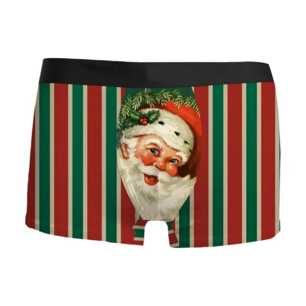 2024 Hot Christmas 3D printed men\'s underwear breathable comfortable fashion inside with mid-waist boxers