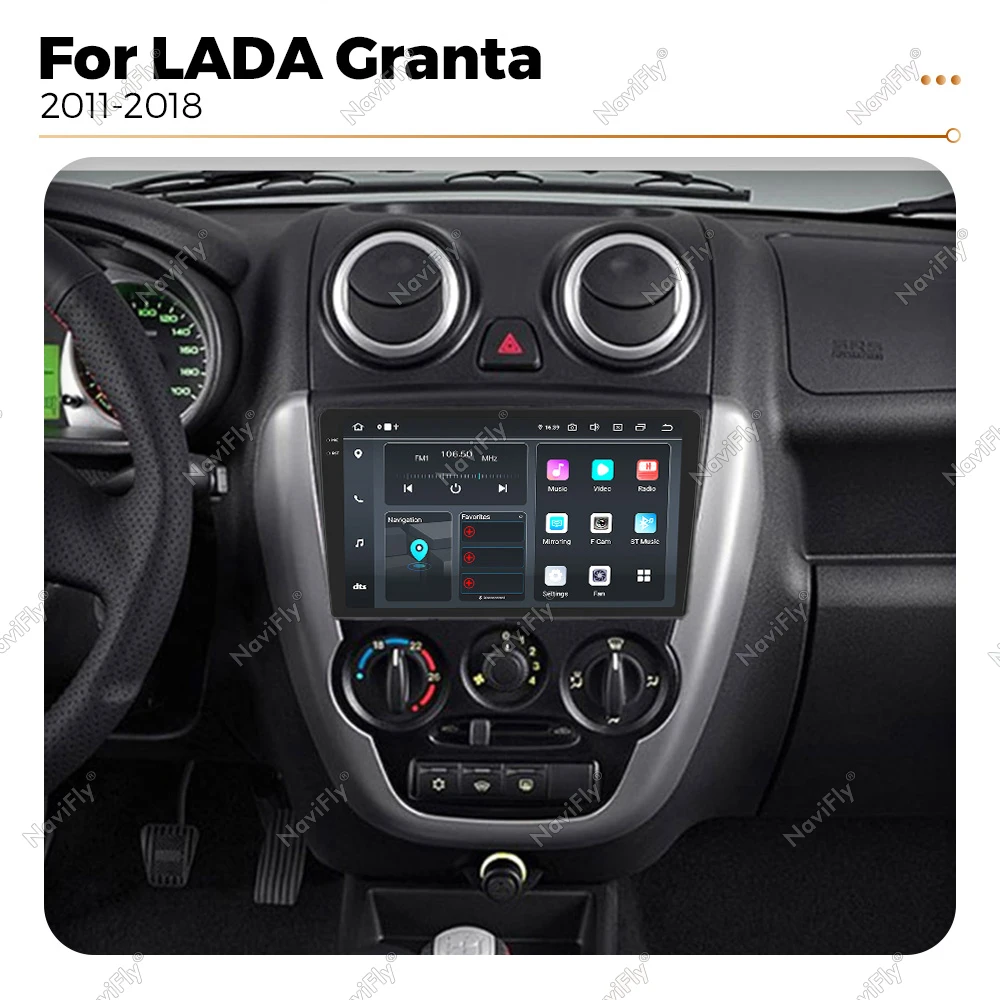 2K QLED Screen For LADA ВАЗ Granta Sport 2011-2018 Android 14 Car Multimedia Player 4G WIFI Wireless Carplay Auto Radio GPS 1DIN