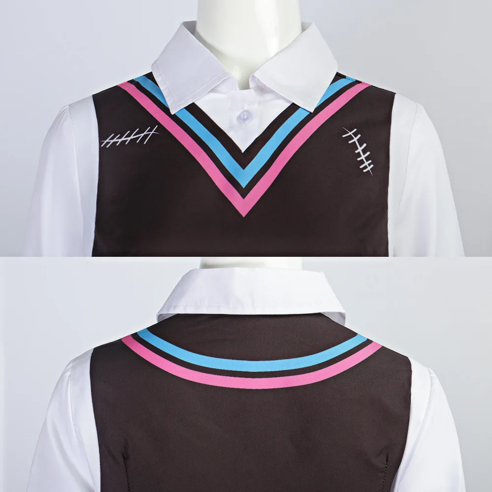 Kostum Monster Cosplay Frankie Stein untuk Wanita Setelan Gaun JK Manis Seragam Sekolah Gaun Pesta Hantu Penyamaran Pesta Halloween