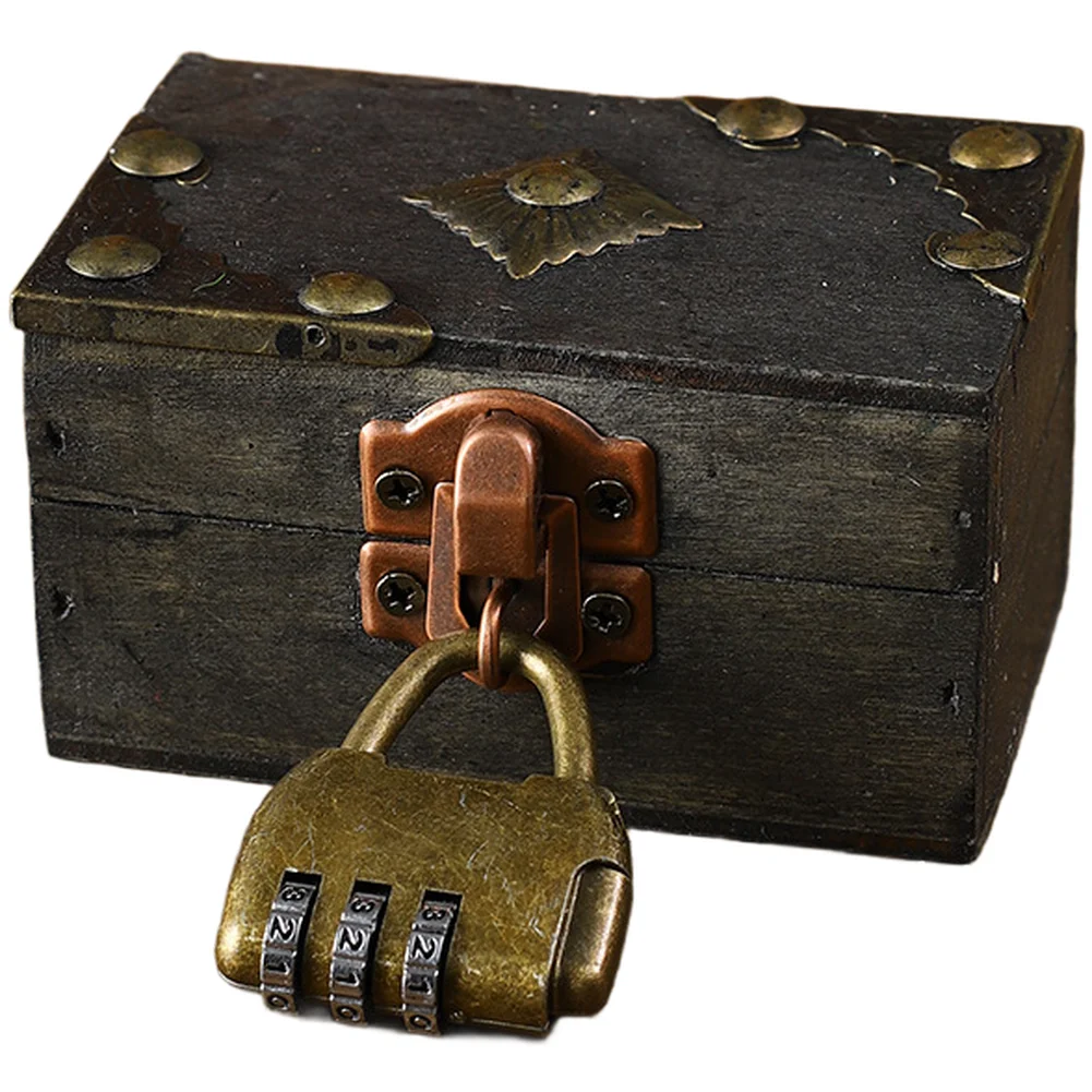 Vintage Wooden Jewelry Box with Lock Classic Antique Style Storage Case for Home Desktop Organization and Display