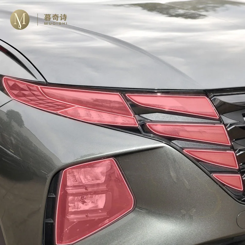 

MUQSHI pre cut car exterior headlight scratch resistant TPU protective film transparent/smoked black For Hyundai Tucson 21-2024
