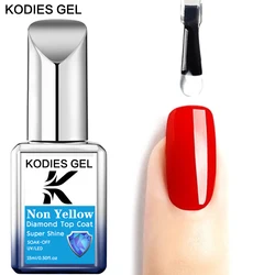 KODIES GEL Non-Yellow Top Coat Nails Gel Polish Diamond Super Shine Topcoat Semi Permanent UV Reinforce Gel Varnish for Manicure
