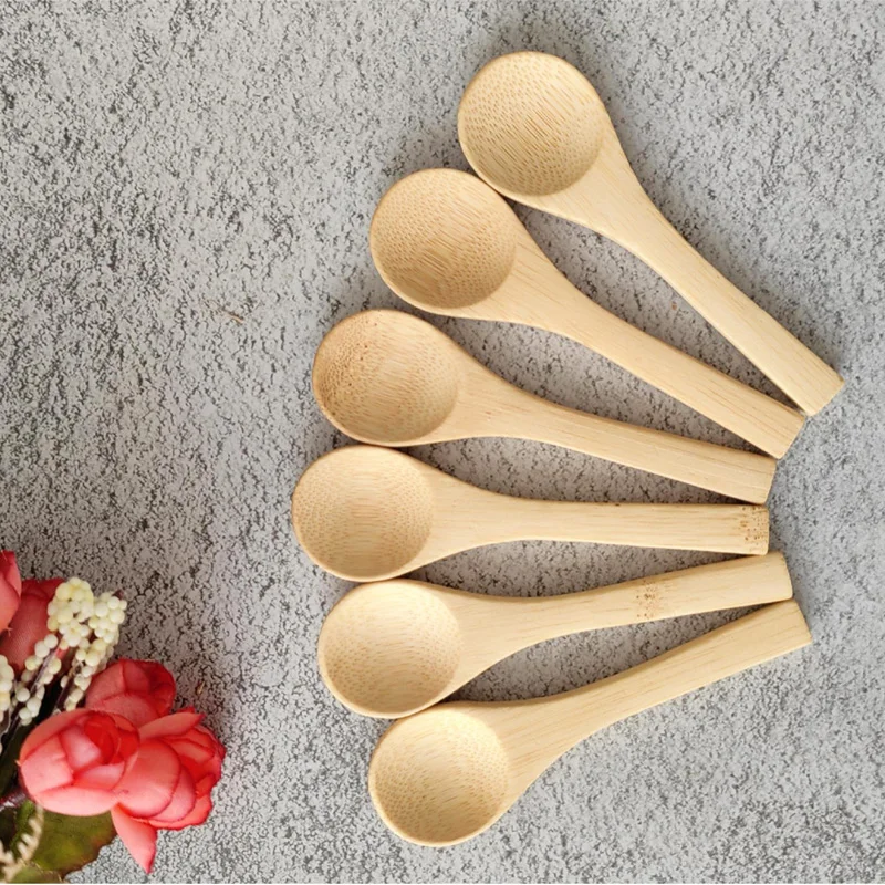 1000Pcs 10x3cm Mini Tea Spoons Bamboo Tableware Condiment Coffee Dishes Spoons for Serving Cooking Tools Home Kitchen Utensils