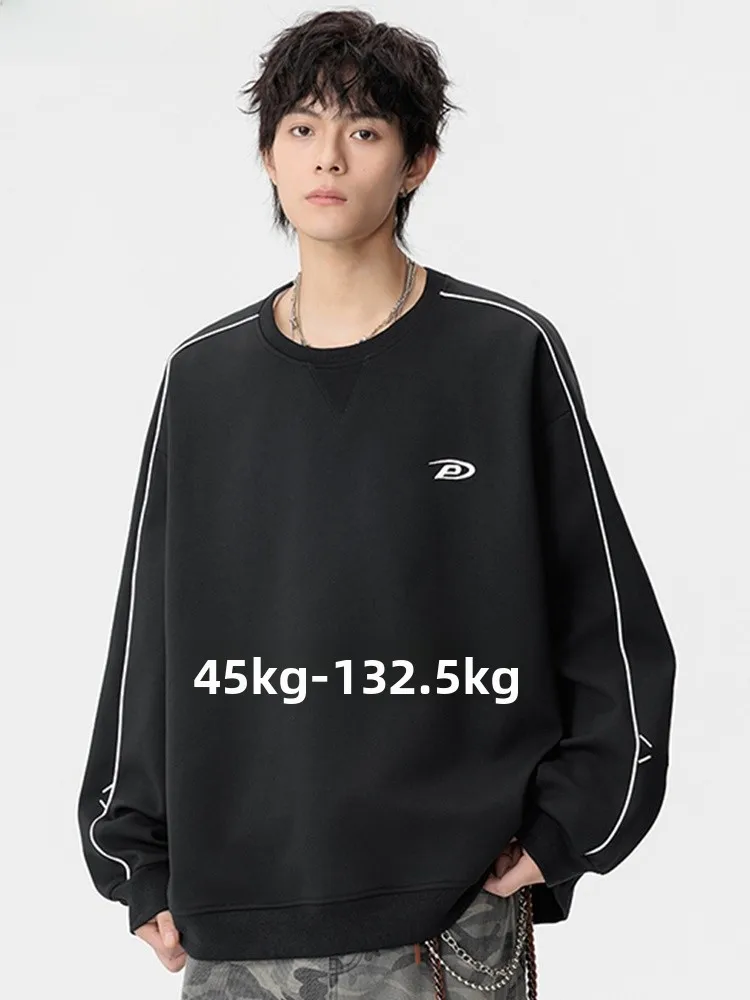 

Мужской свитшот большого размера с круглым вырезом, весенне-осенний, модный, в стиле пэчворк, в полоску, с длинными рукавами, свободный крой, дышащий, из полиэстера