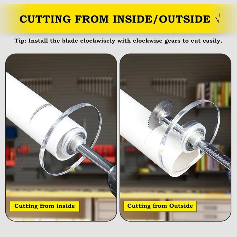 Inside Pipe Cutter For PVC Pipe Cutter Tool, Cutter Tool With 3.15Inch Scale Adjustable , 5Pcs Saw Blades And Hex Shank