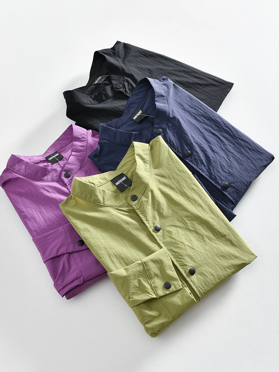 

Outdoor Men's Jacket Breathable Quick Dry Thin Loose Stand Collar Polyester Fiber Spring Autumn Pure Color Versatile Outerwear