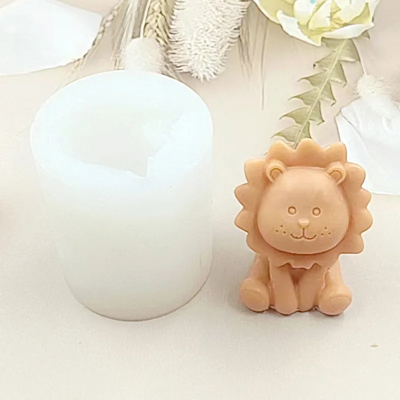 3d three-dimensional lion hand soap mold, liquid fondant cake mold candle silicone mold aromatherapy plaster decoration tool