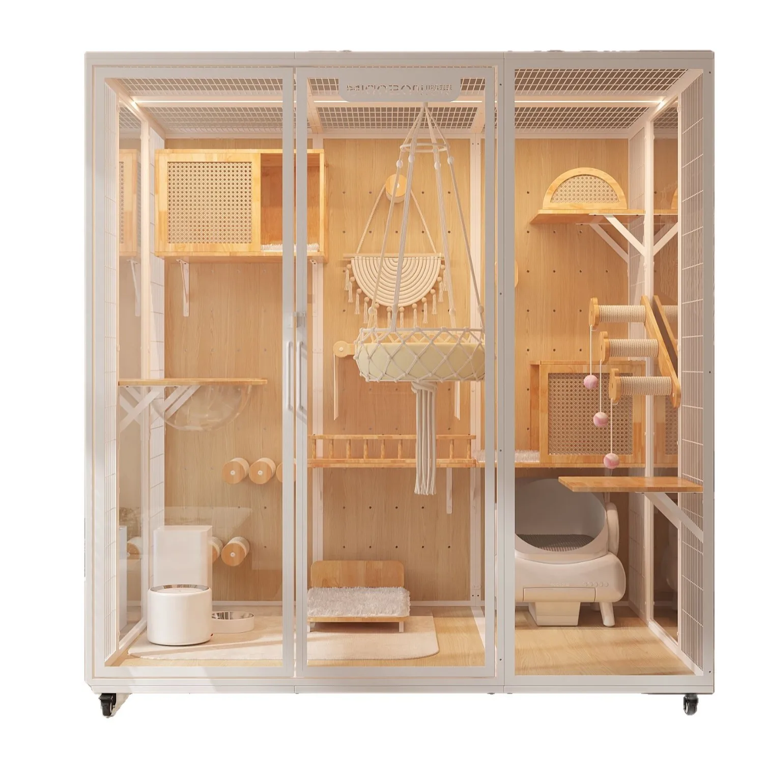 cat villa cat cage oversized luxury solid wood indoor panoramic pet glass display cabinet