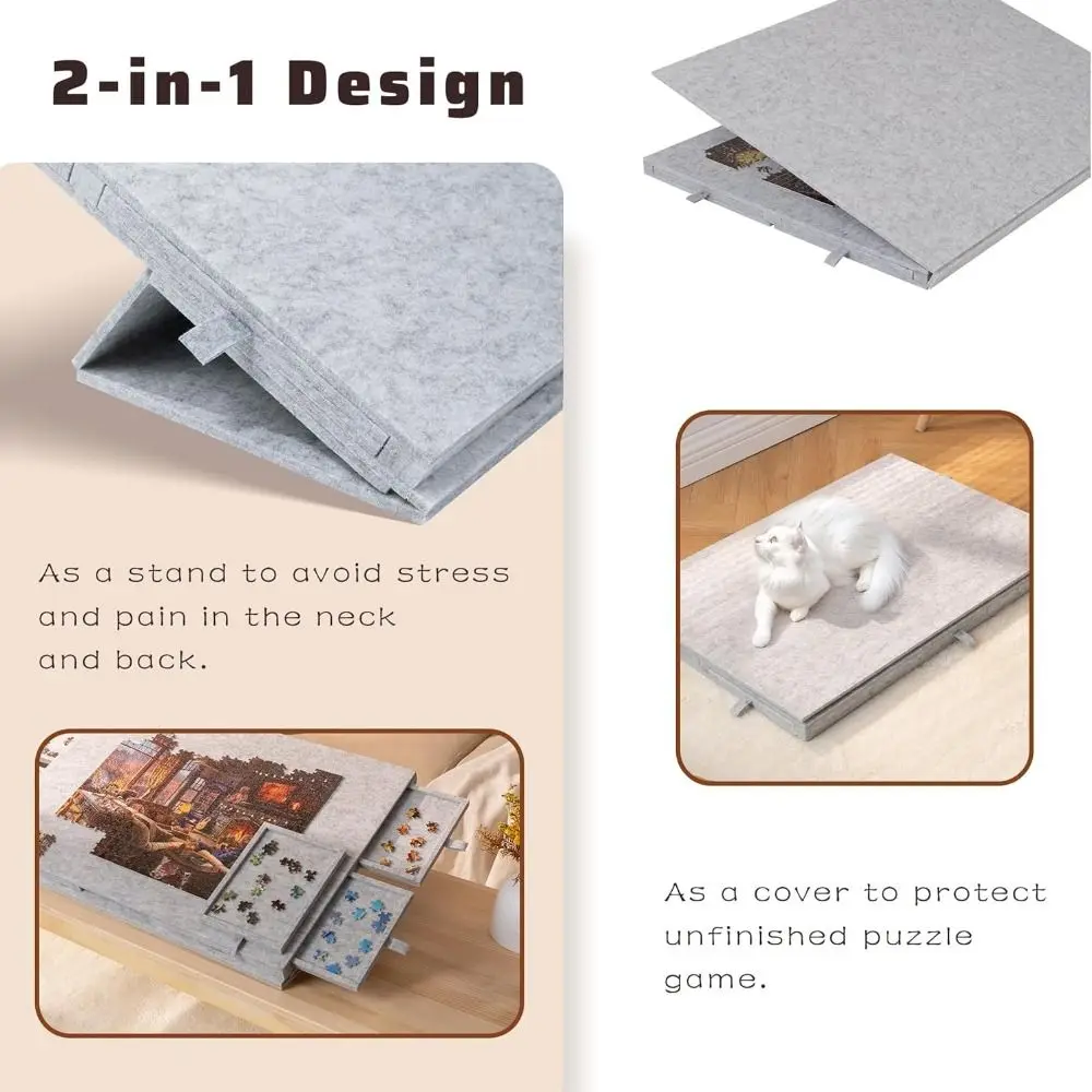 Table De Puzzle 2 En 1 Avec Tiroirs Et Couvercle - Inclinable, Portable, Pour Puzzles Jusqu'à 1000 Pièces