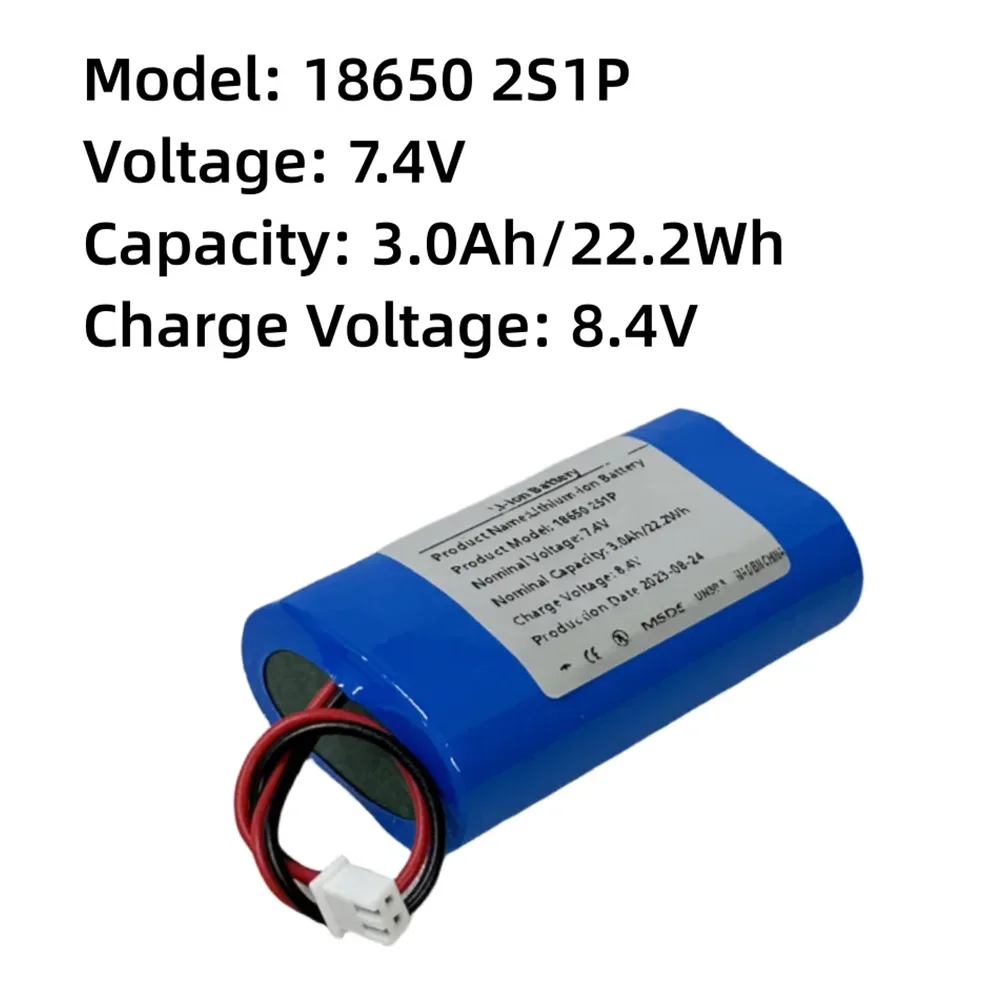 2S1P 18650 Rechargeable Li-ion Battery Pack 7.4V 300mah Suitable for Camera Electric Toy LED Lighting Backup Power