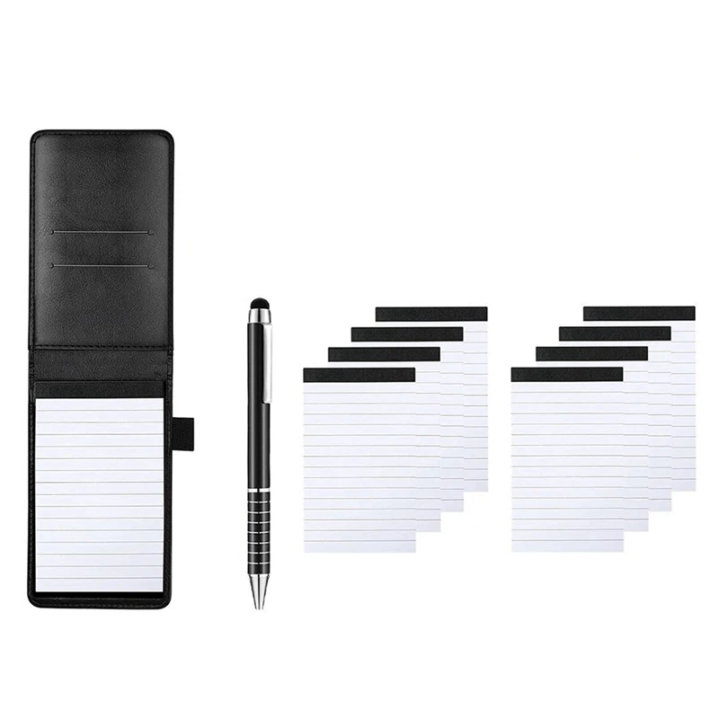 A7 Mini Notepad Set Pocket Notepad With Metal Pen Business PU Notebook Memo Notepad With Metal Pen And Memo Book Refills