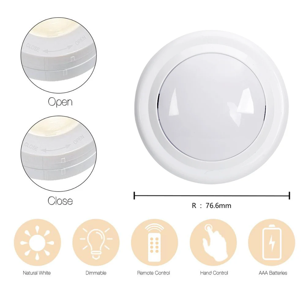 Hot Dimmable Under Cabinet LED Night Light Wireless White Remote Control Battery Power For Kitchen Closet Wardrobe White