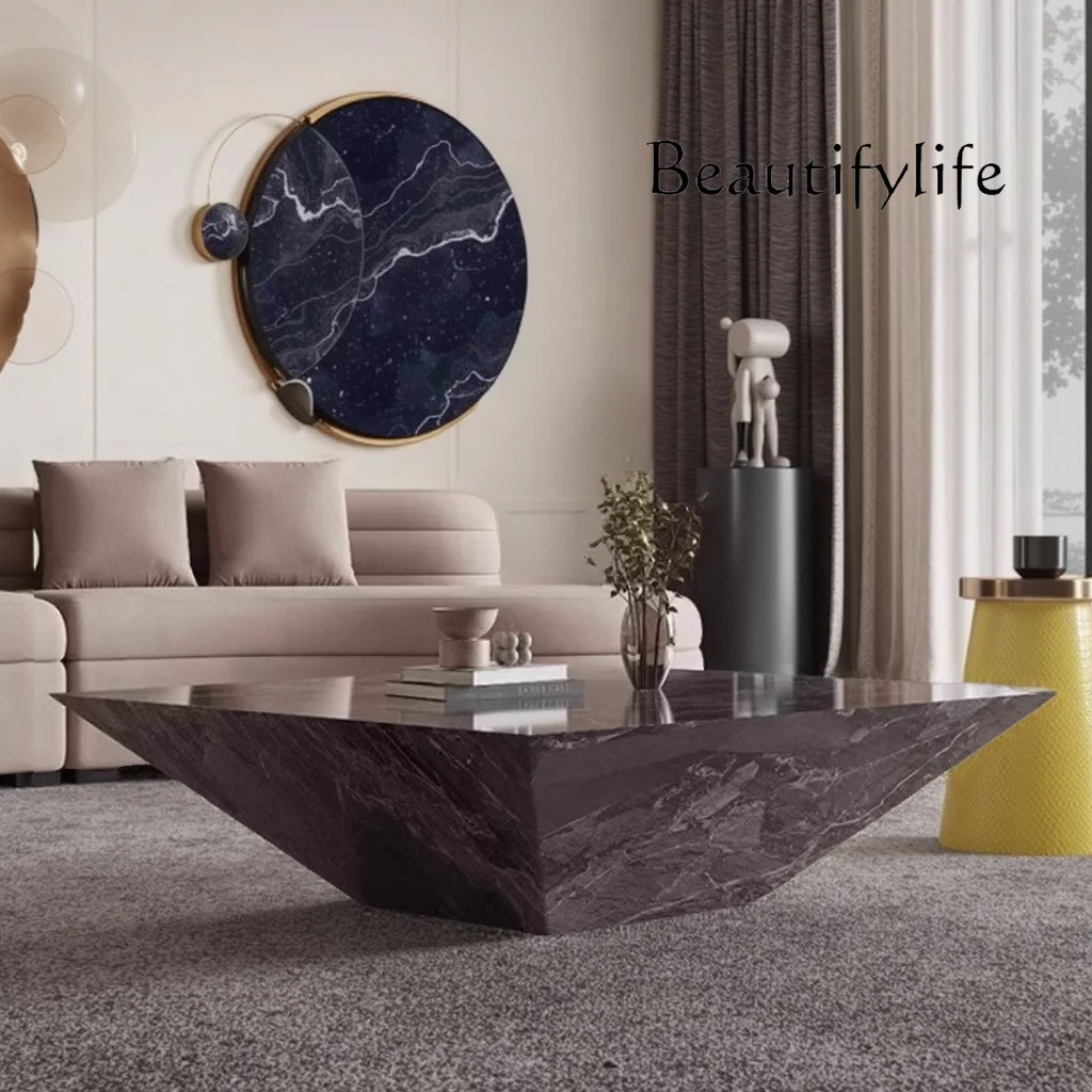 

Y "Italian Luxury Marble Coffee Table Set - Venetian Brown Stone Side End Tables, Elegant Living Room Centerpiece Furniture"