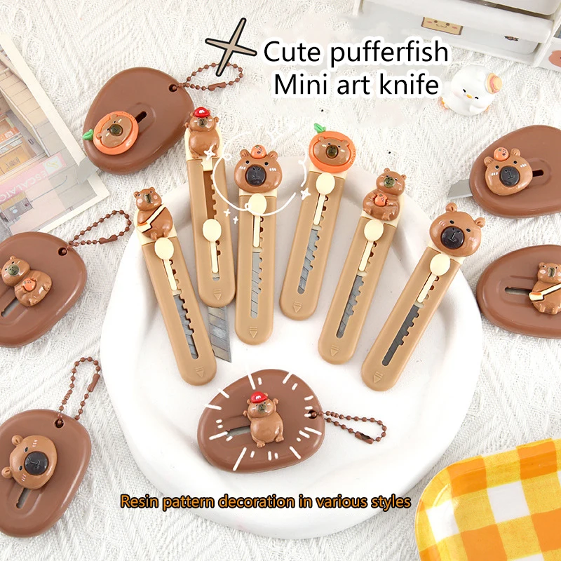 Kawaii mini capp ybara tragbare scharfe Open-Box-Artefakt papier verpackung Schneiden Utility Messer nachfüllbare Klinge Briefpapier Geschenke