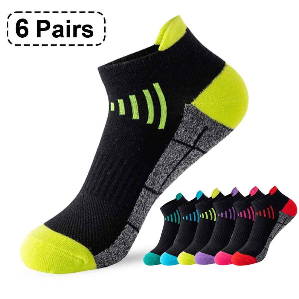 6 Pairs Black Men Short Socks Cotton and Sports Women Low Top Breathable Ankle Soft Sports Men Short Socks Running Socks