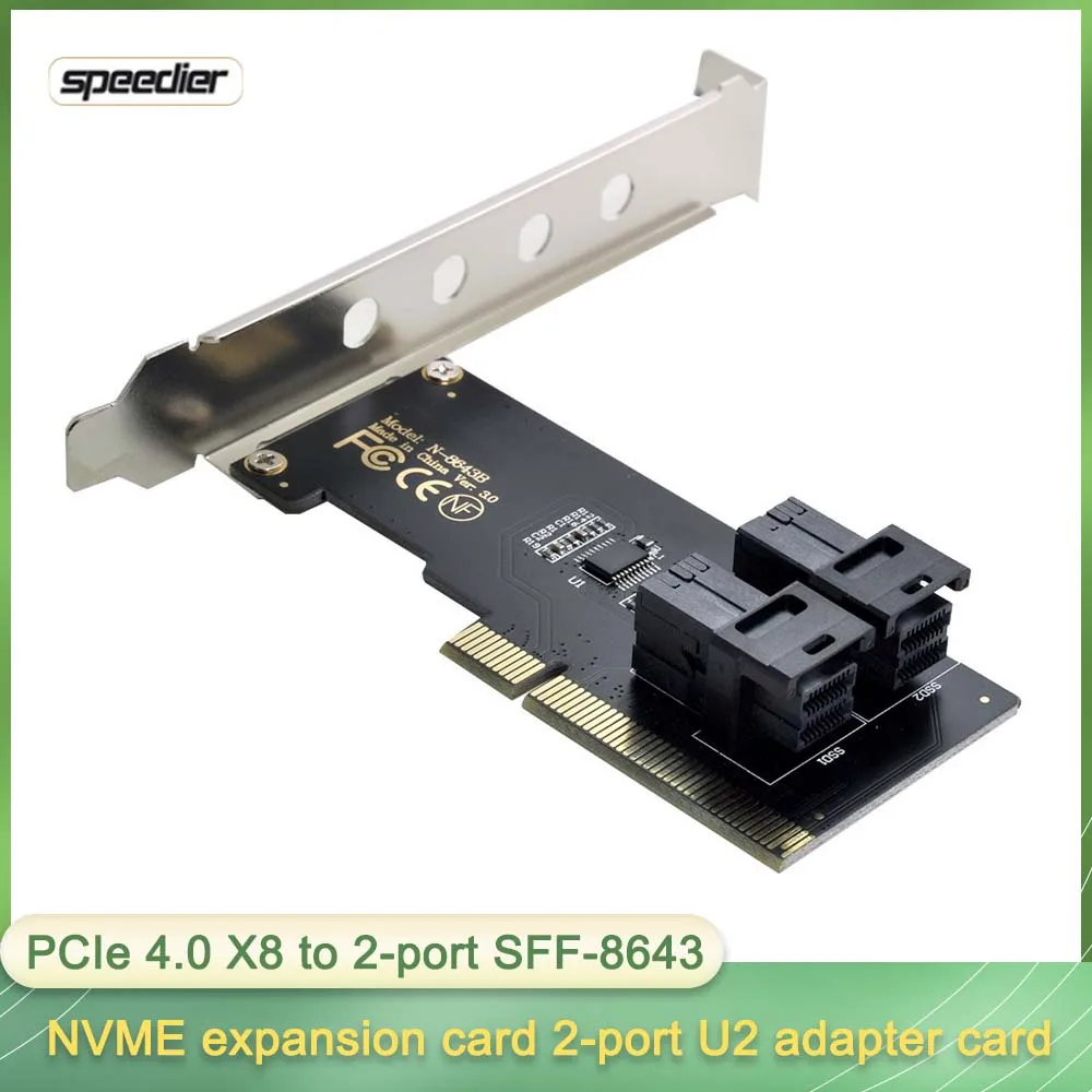 PCIEe 4.0 X8 To 2 Ports, SF-8643 NVME Array Expansion Card, U2 Adapter Card, Motherboard, PCIe 3.0 X8 Split Card 2 x x4