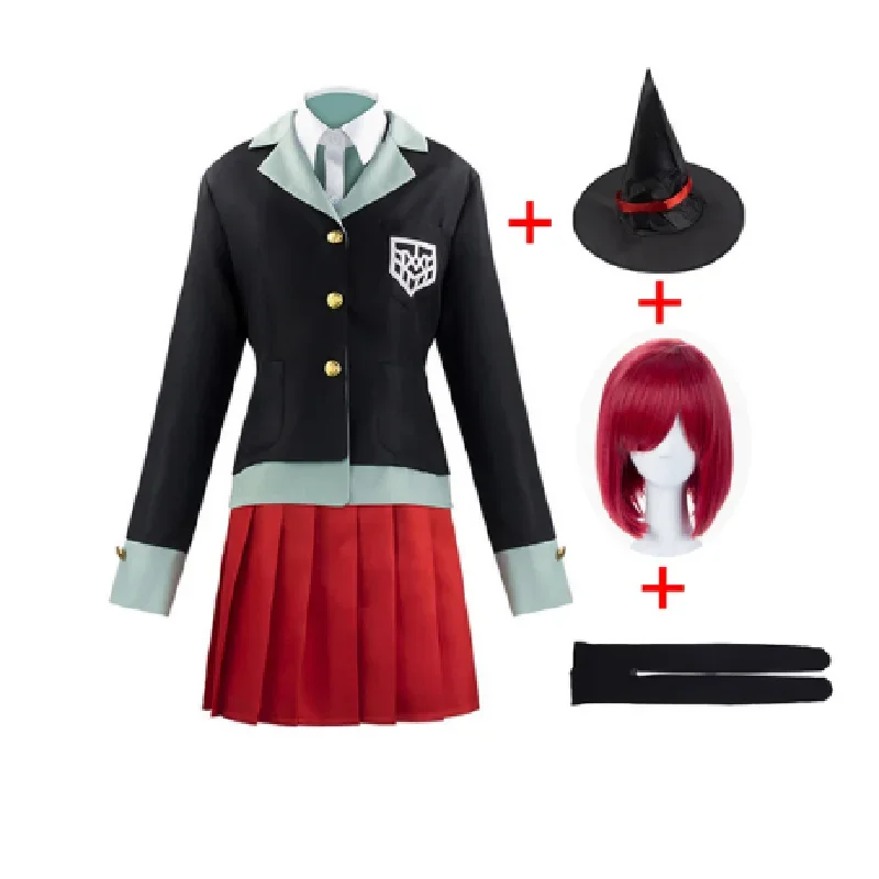 Anime Danganronpa Yumeno Himiko Full Cosplay Costume Halloween Carnival Student Uniform Cosplay Red Wig