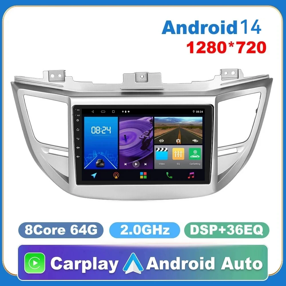 4G+WIFI Carplay Auto Car Radio For Hyundai Tucson IX35 3 2015 2016 2017 2018 Multimedia Video Player Navigation GPS Head Unit