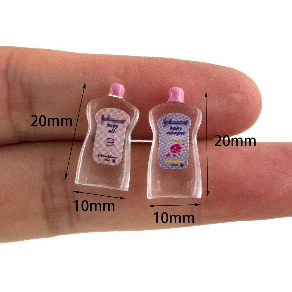 2Pcs 1/12 Doll House Miniature Resin BB Cream Baby Oil Simulation Skin Care Model Toys for Mini Decoration Dollhouse Accessories