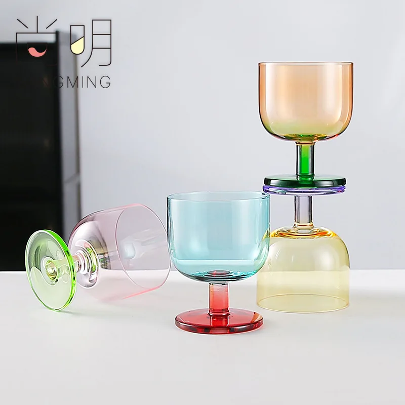 

Home & Garden ins style creative jelly color crystal glass short and tall home gift solid color contrasting juice cup drink cup