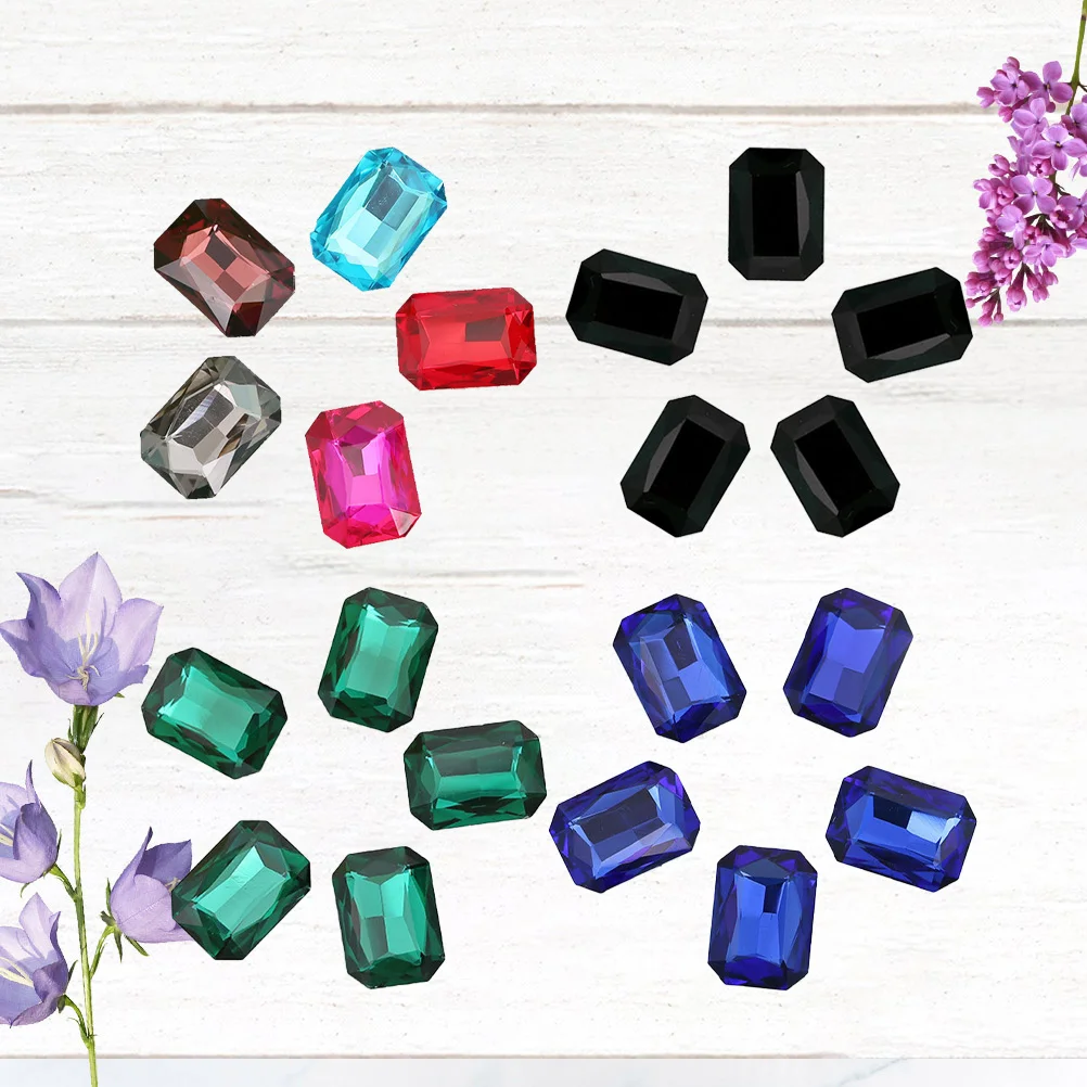 50Pcs Octagonal Glass Drills Colorful Rhinestones DIY Accessories Nail Art Home Decor Fashion Jewelry Colorful Rhinestone