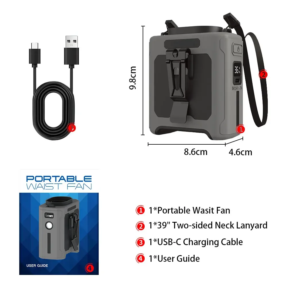 Ventilador de pescoço wearable ventilador de cintura portátil refrigerador de ar pessoal 5 velocidades ventilador de cintura para esporte ao ar livre viagem acampamento